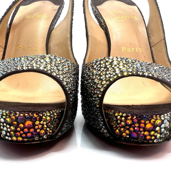Christian Louboutin No Prive So Private Swarovski Volcano Strass Heels Euro 37.5